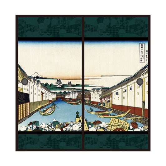 Ukiyo-e Fusuma Paper Katsushika Hokusai Edo Nihonbashi 2 Sheets 1 Set Water Paste Type Width 91cm x Length 182cm Fusuma Paper Asahipen JPK-007F