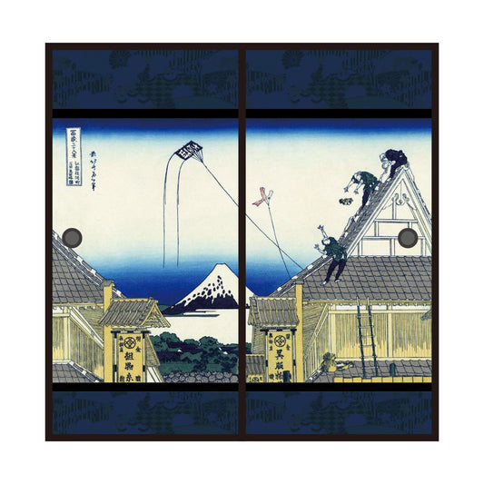 Ukiyo-e Fusuma Paper Katsushika Hokusai Eto Surugacho Mitsui Mise Map 2 Sheets 1 Set Water Paste Type Width 91cm x Length 182cm Fusuma Paper Asahipen JPK-008F