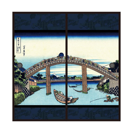 Ukiyo-e Fusuma Paper Katsushika Hokusai Fukagawa Mannen Hashimoto 2 Sheets 1 Set Water Paste Type Width 91cm x Length 182cm Fusuma Paper Asahipen JPK-011F