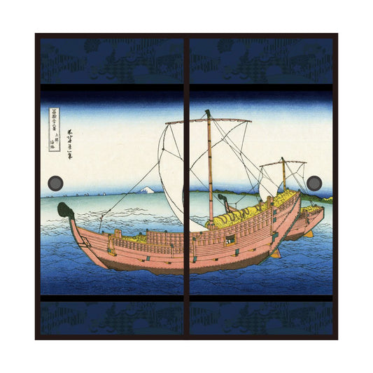 Ukiyo-e Fusuma Paper Katsushika Hokusai Kamisono Sea Route 2 Sheets 1 Set Water Paste Type Width 91cm x Length 182cm Fusuma Paper Asahipen JPK-020F