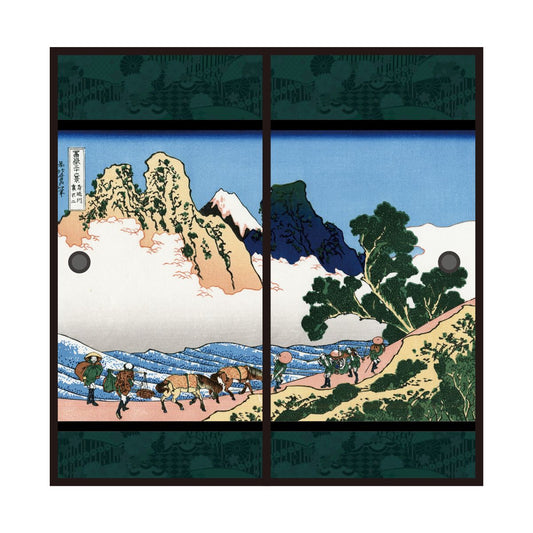 Ukiyo-e Fusuma Paper Katsushika Hokusai Minobu Kawaura Fuji 2 Sheets 1 Set Water Paste Type Width 91cm x Length 182cm Fusuma Paper Asahipen JPK-045F