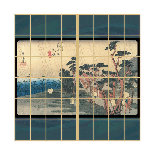 Ukiyo-e Shoji Paper Fifty-three Stations of the Tokaido Hiroshige Utagawa Oisojuku Toragaame 2 Sheets 1 Set Glue Type Width 91cm x Length 182cm Shoji Paper Asahipen JTB-009S
