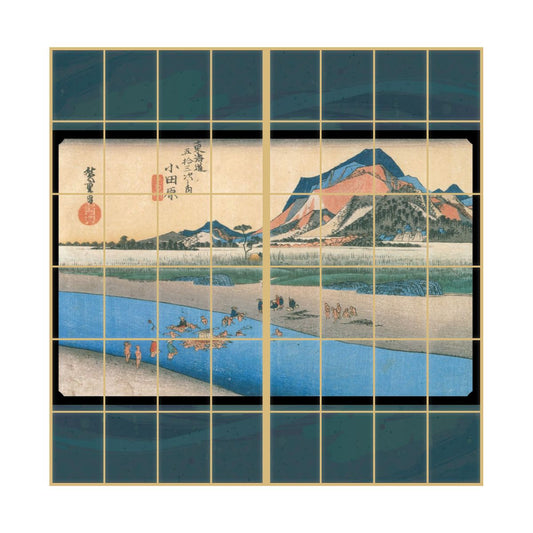 Ukiyo-e Shoji Paper Fifty-three Stations of the Tokaido Hiroshige Utagawa Odawarajuku Sakawa River 2 Sheets 1 Set Glue Type Width 91cm x Length 182cm Shoji Paper Asahipen JTB-010S