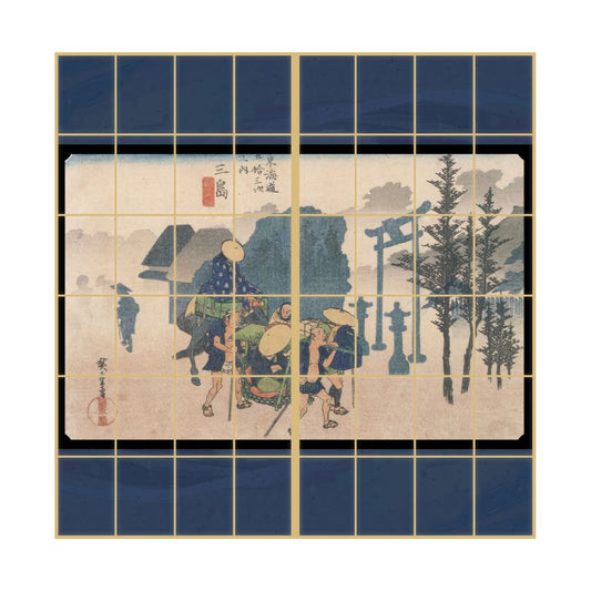 Ukiyo-e Shoji Paper Fifty-three Stations of the Tokaido Hiroshige Utagawa Mishima-shuku Asagiri 2 Sheets 1 Set Glue Type Width 91cm x Length 182cm Shoji Paper Asahipen JTB-012S