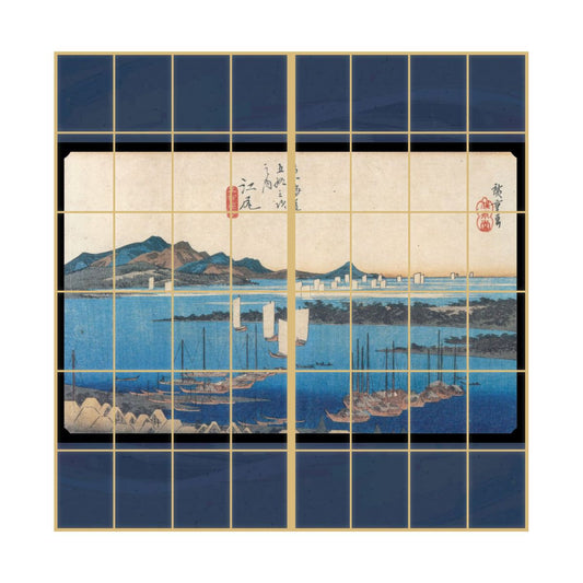 Ukiyo-e Shoji Paper Fifty-three Stations of the Tokaido Hiroshige Utagawa Ejiri-juku Miho Distant View 2 Sheets 1 Set Glue Type Width 91cm x Length 182cm Shoji Paper Asahipen JTB-019S