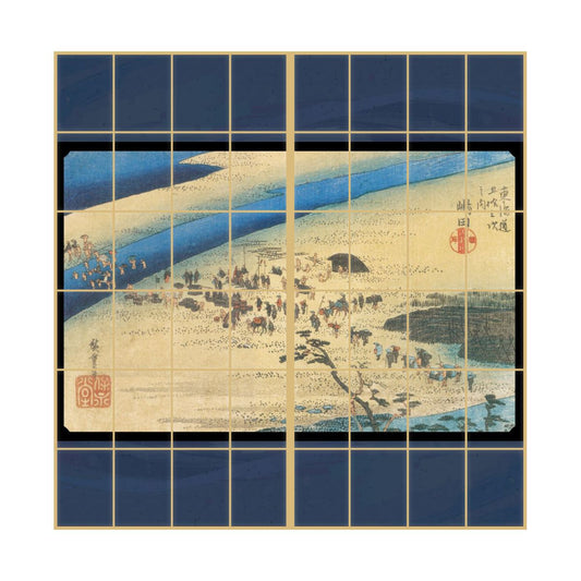 Ukiyo-e Shoji Paper Fifty-three Stations of the Tokaido Utagawa Hiroshige Shimada-juku Oigawa Shungishi 2 Sheets 1 Set Glue Type Width 91cm x Length 182cm Shoji Paper Asahipen JTB-024S