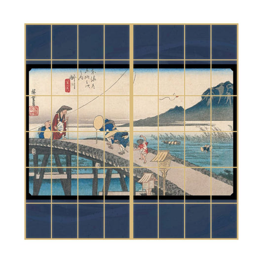 Ukiyo-e Shoji Paper Fifty-three Stations of the Tokaido Hiroshige Utagawa Kakegawa-shuku Akihayama Distant View 2 Sheets 1 Set Glue Type Width 91cm x Length 182cm Shoji Paper Asahipen JTB-027S