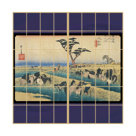 Ukiyo-e Shoji Paper Fifty-three Stations of the Tokaido Hiroshige Utagawa Pond Carp Carp Inn Natsuma City 2 Sheets 1 Set Glue Type Width 91cm x Length 182cm Shoji Paper Asahipen JTB-040S