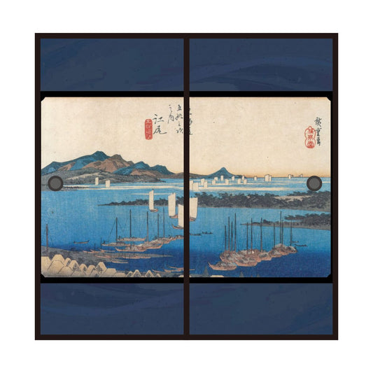 Ukiyo-e Fusuma Paper Fifty-three Stations of the Tokaido Hiroshige Utagawa Ejiri-juku Miho Distant View 2 Sheets 1 Set Water Paste Type Width 91cm x Length 182cm Fusuma Paper Asahipen JTB-019F