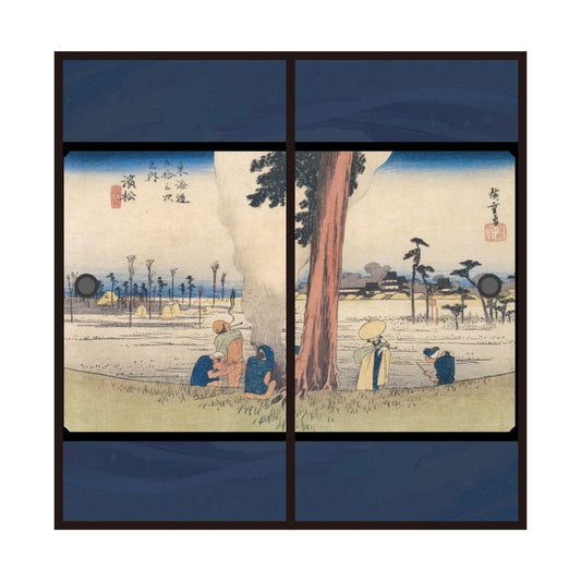 Ukiyo-e Fusuma Paper Fifty-three Stations of the Tokaido Hiroshige Utagawa Hamamatsu-juku Winter Drying Figure 2 Sheets 1 Set Water Paste Type Width 91cm x Length 182cm Fusuma Paper Asahipen JTB-030F