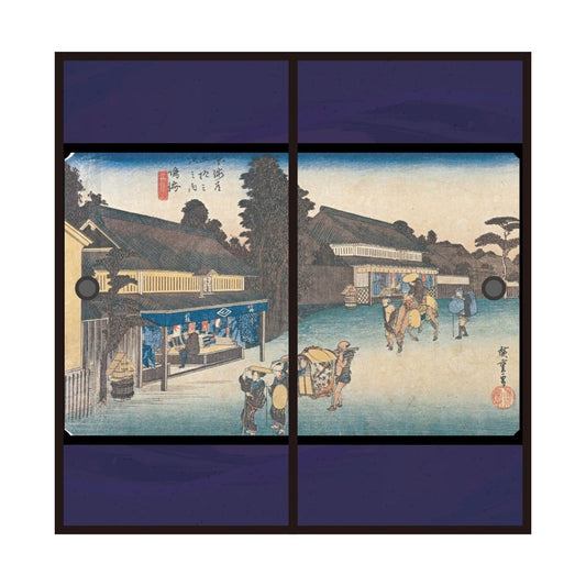 Ukiyo-e Fusuma Paper Fifty-three Stations of the Tokaido Hiroshige Utagawa Narumi-juku Specialty Arimatsu Shibori 2 Sheets 1 Set Water Paste Type Width 91cm x Length 182cm Fusuma Paper Asahipen JTB-041F