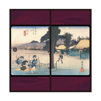 Ukiyo-e Fusuma Paper Fifty-three Stations of the Tokaido Hiroshige Utagawa Minakuchi Specialty Dried Gourd 2 Sheets 1 Set Water Paste Type Width 91cm x Length 182cm Fusuma Paper Asahipen JTB-051F