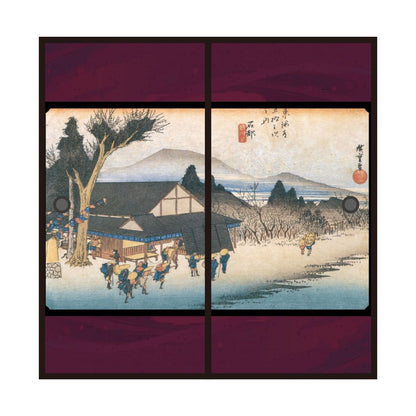 Ukiyo-e Fusuma Paper Fifty-three Stations of the Tokaido Utagawa Hiroshige Ishibe-juku Megawa Nosato 2 Sheets 1 Set Water Paste Type Width 91cm x Length 182cm Fusuma Paper Asahipen JTB-052F