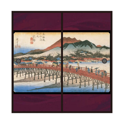 Ukiyo-e Fusuma Paper Fifty-three Stations of the Tokaido Utagawa Hiroshige Sanjo Ohashi Sanjo Ohashi 2 Sheets 1 Set Water Paste Type Width 91cm x Length 182cm Fusuma Paper Asahipen JTB-055F