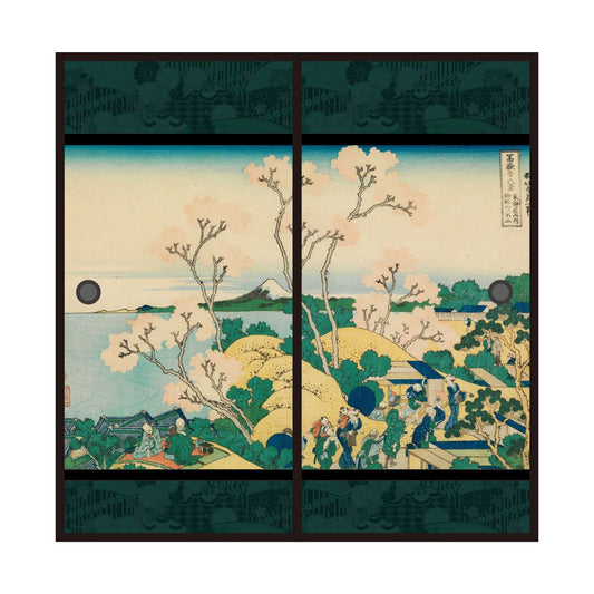 Ukiyo-e Fusuma Paper Katsushika Hokusai Tokaido Shinagawa Gotenyama No Fuji 2 Sheets 1 Set Water Paste Type Width 91cm x Length 182cm Fusuma Paper Asahipen JPK-004F