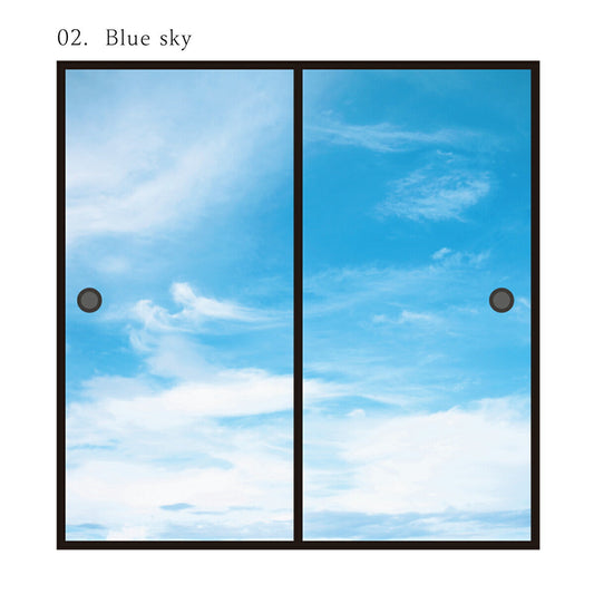 Fusuma paper sky-moyo fusuma paper sky-02F Blue sky 91cm x 182cm 1 set of 2 sheets Paste with water type Asahipen stylish Western style sky blue sky pattern art design re-wet fusuma<br>