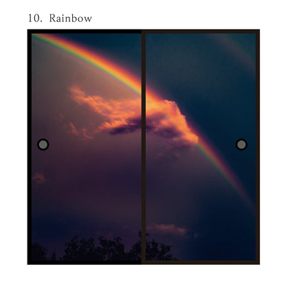 ふすま紙 空もよう襖紙 sky-10F Rainbow 91cm×182cm 2枚1組 水で貼るタイプ アサヒペン<br>おしゃれ 洋風 空 虹 夜空 柄 レインボー アート デザイン 再湿 ふすま<br>