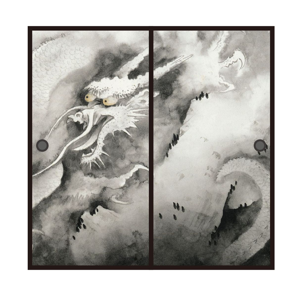 日本の名画 ふすま紙 横山大観 龍興而致雲 2枚1組 水で貼るタイプ 幅