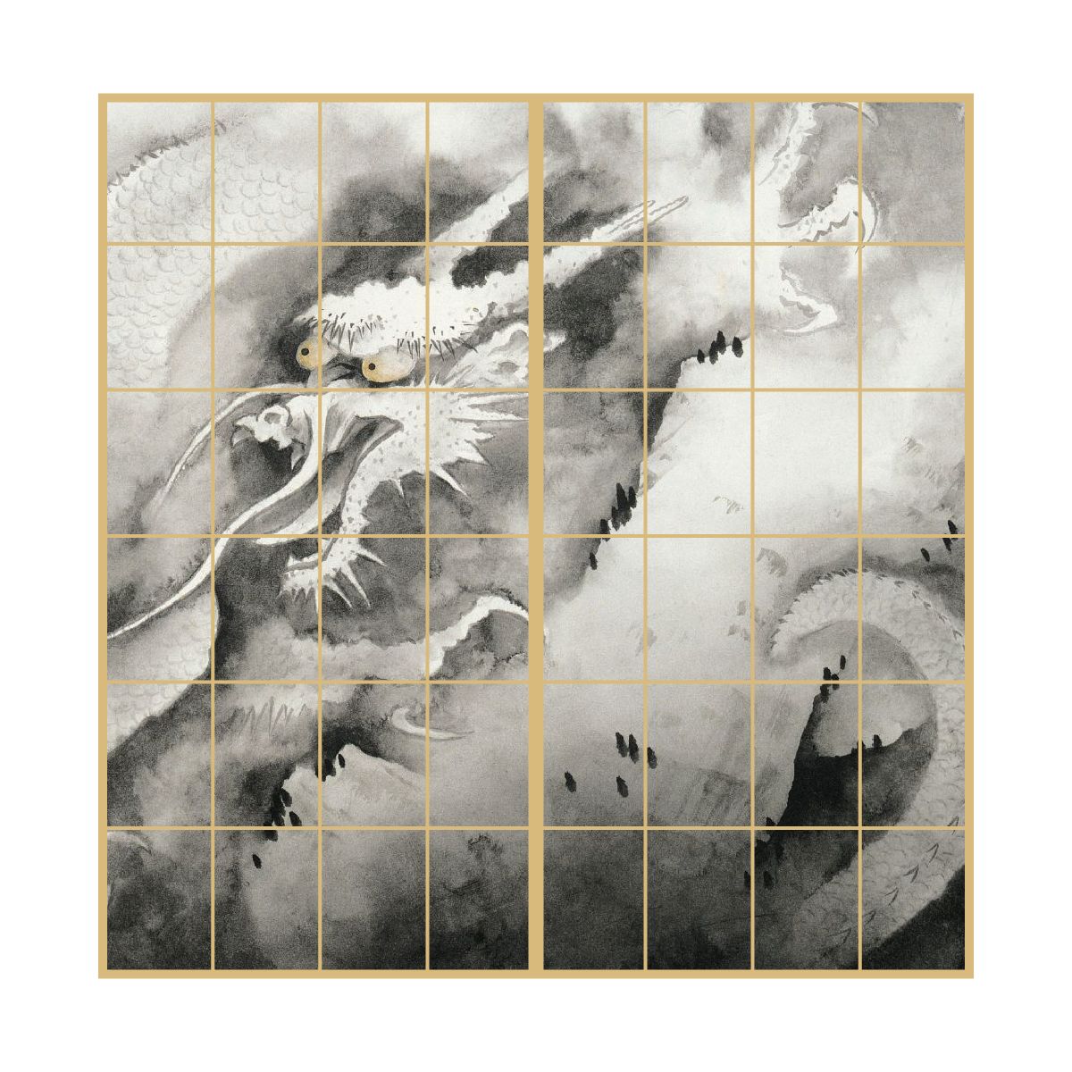 障子紙 和柄 日本の名画 横山大観 龍興而致雲 2枚1組 のりで貼るタイプ 幅91cm×長さ182cm 障子 しょうじ紙 しょうじ モダン アサヒペン JYT_001S