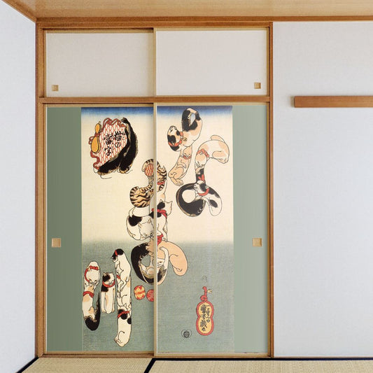 Ukiyo-e Fusuma Paper Utagawa Kuniyoshi Cat's Character Namazu 2 Sheets 1 Set Water Paste Type Width 91cm x Length 182cm Fusuma Paper Asahipen JUK_004F