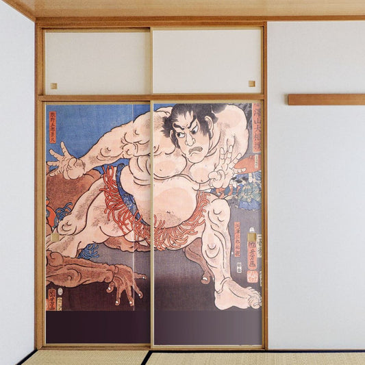 Ukiyo-e Fusuma Paper Utagawa Kuniyoshi Akazawayama Grand Sumo Wrestling 2 Sheets 1 Set Water Paste Type Width 91cm x Length 182cm Fusuma Paper Asahipen JUK_008F