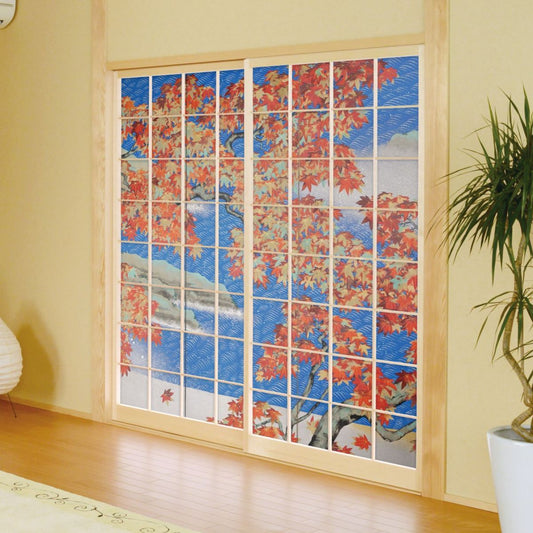 Shoji Paper Japanese Pattern Japanese Masterpiece Yokoyama Taikan Autumn Leaves 1 Set of 2 Glue Type Width 91cm x Length 182cm Shoji Shoji Paper Shoji Modern Asahipen JYT_007S