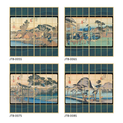 Ukiyo-e Shoji Paper Fifty-three Stations of the Tokaido Hiroshige Utagawa Narumi-juku Specialty Arimatsu Shibori 2 Sheets 1 Set Glue Type Width 91cm x Length 182cm Shoji Paper Asahipen JTB-041S